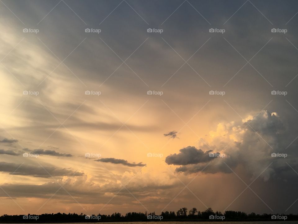 Sunset, Storm, Sky, Dawn, Landscape