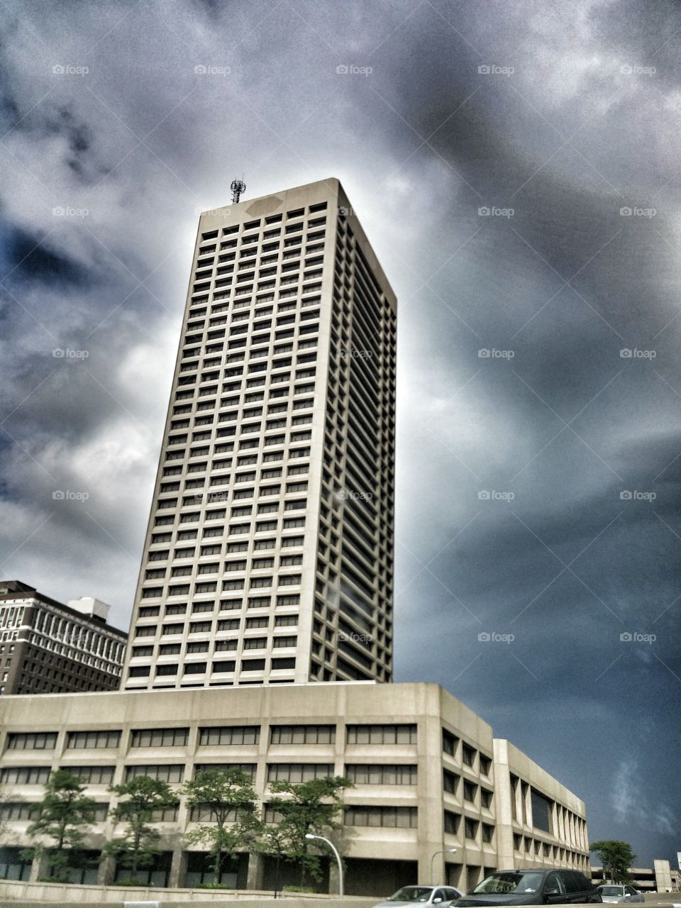 Buffalo, NY. While we were driving thru Buffalo we got hit with a bad storm.