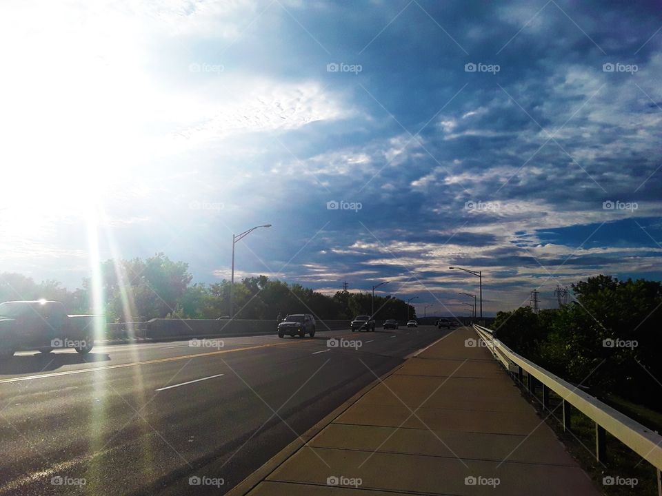 Highway bridge with sidewalk