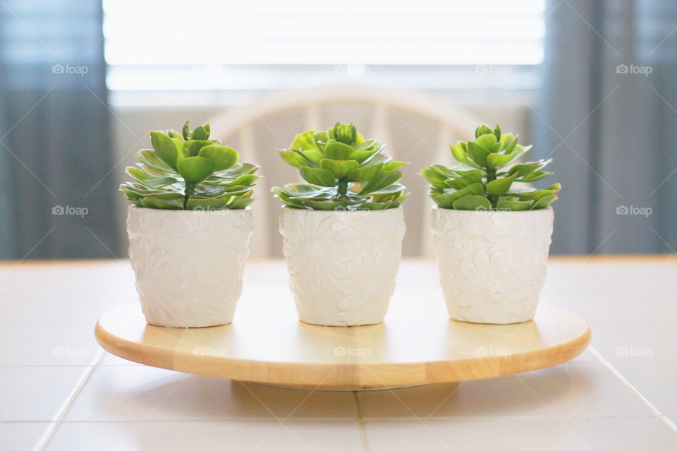 Centerpiece on table in kitchen room