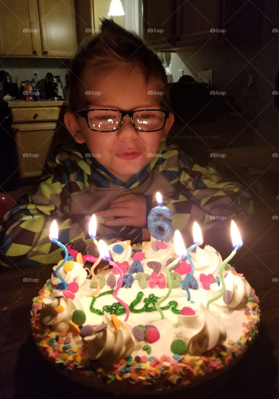 Birthday cake and boy