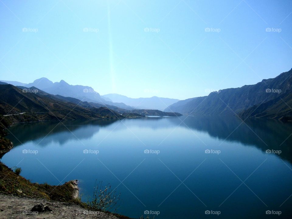 morning on the lake in the mountains of Dagestan in Russia