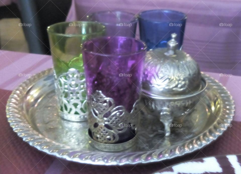 Moroccan tea set - Mint tea - Marrakech - Morocco