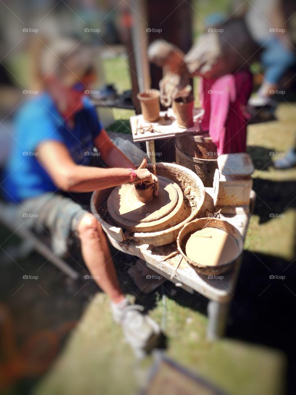 Crafter working on pottery 