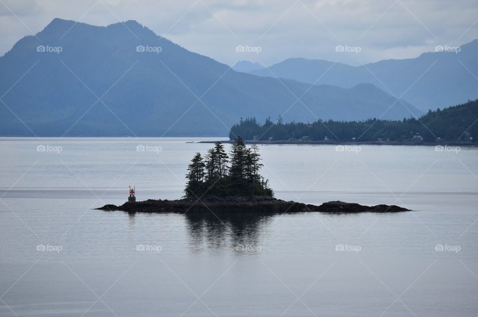 Rock outcropping in Alaska's inland passage