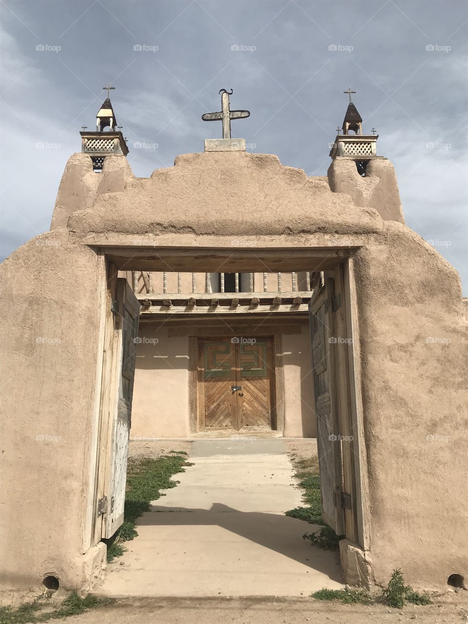 Colonial Spanish adobe church in Las Trampas, New Mexico