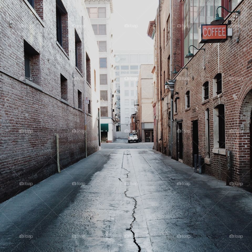 Alleys behind coffee shops. 