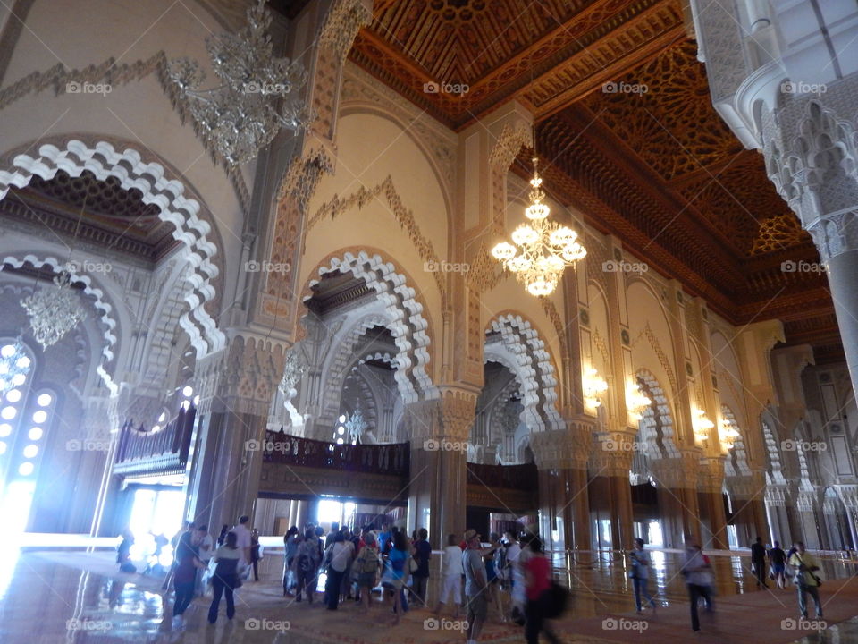 The inside of the largest mosque in Morocco 