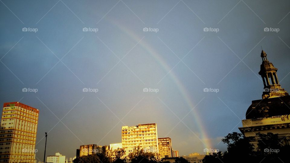 Rainbow at morning in downtown