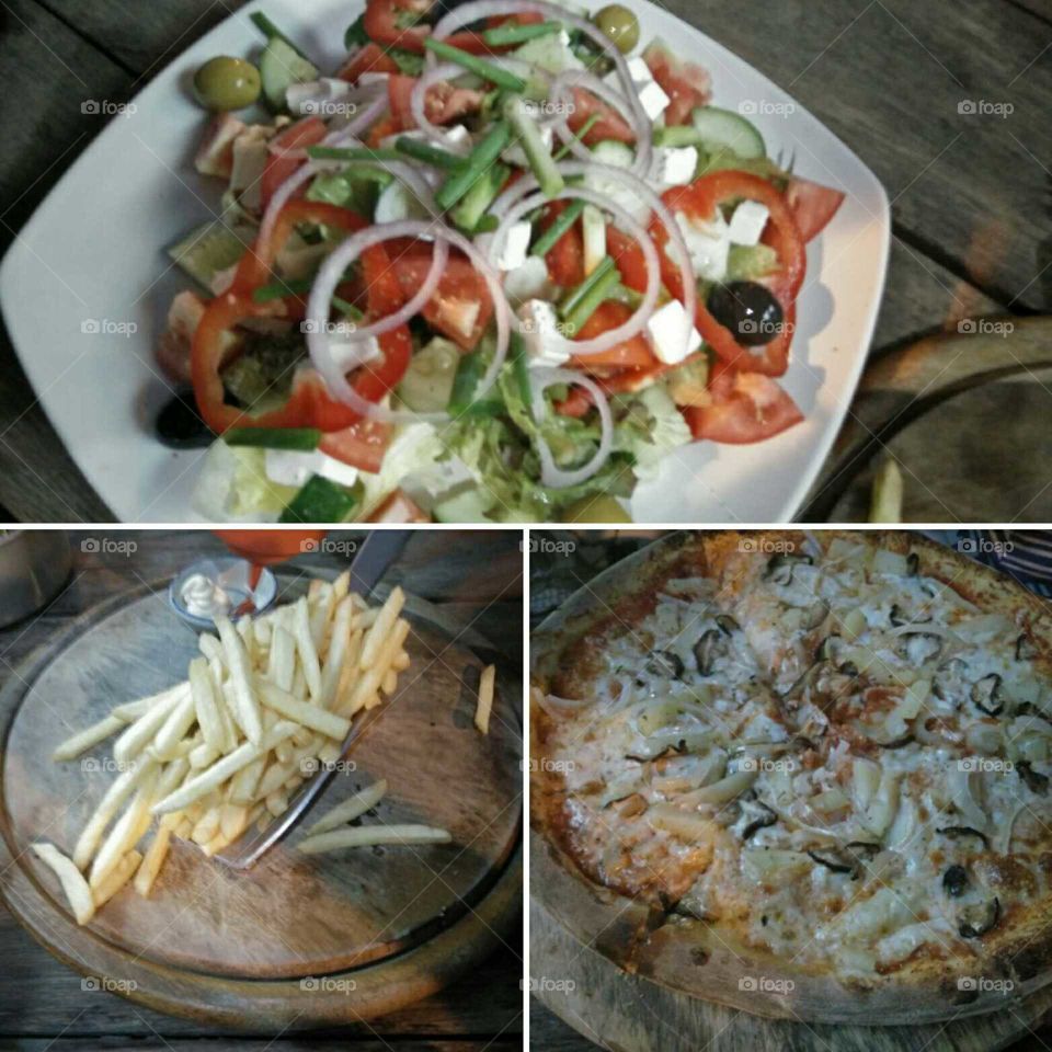# frenchfries# greensalad# margherita# pizza # foodfactory
