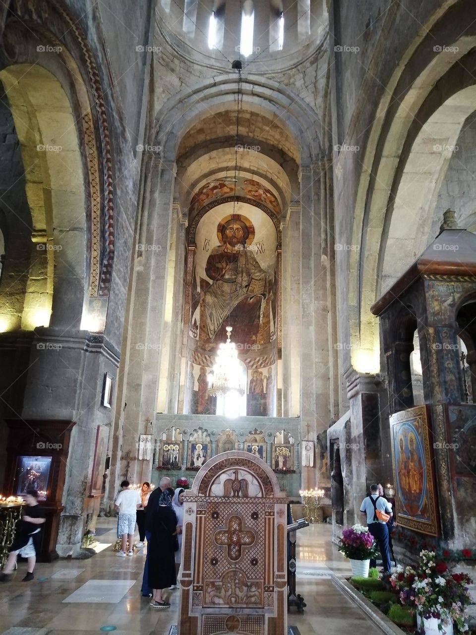 The interior of the Svetitskhoveli Cathedral, Mtskheta, Georgia