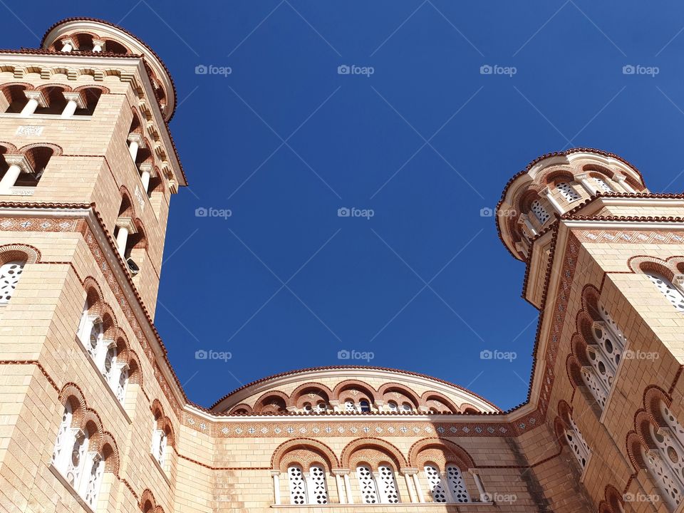 Architecture detail, Monastery of San Nectarios in Aegina, Greece