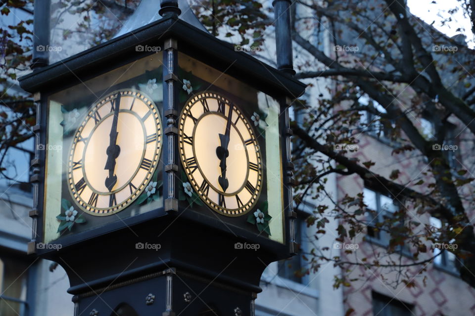 Tower clock with two faces