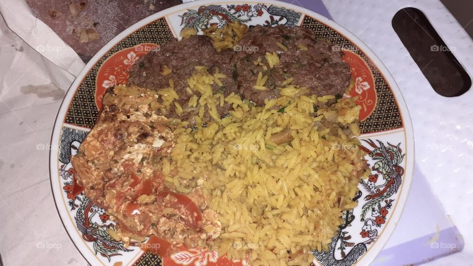 plate beef with rice