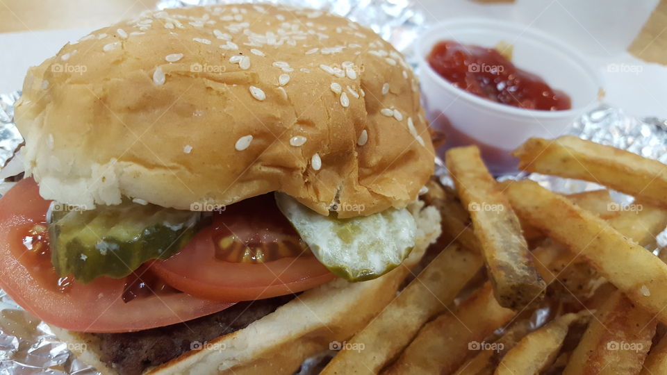 hamburger and fries