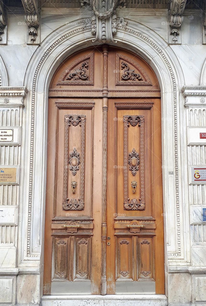 Big wooden retro door 