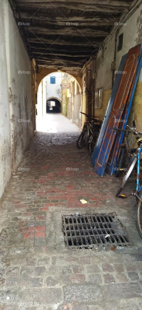 beautiful and ancient street at essaouira city in Morocco