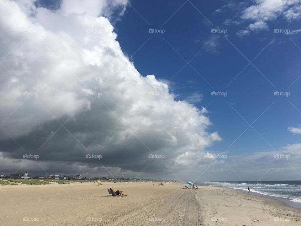 Storm clouds approaching on the beach at LBI New Jersey 
