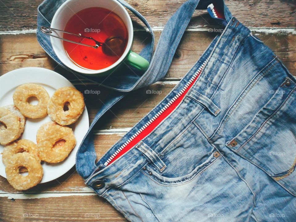 cup of tea and cakes on the table