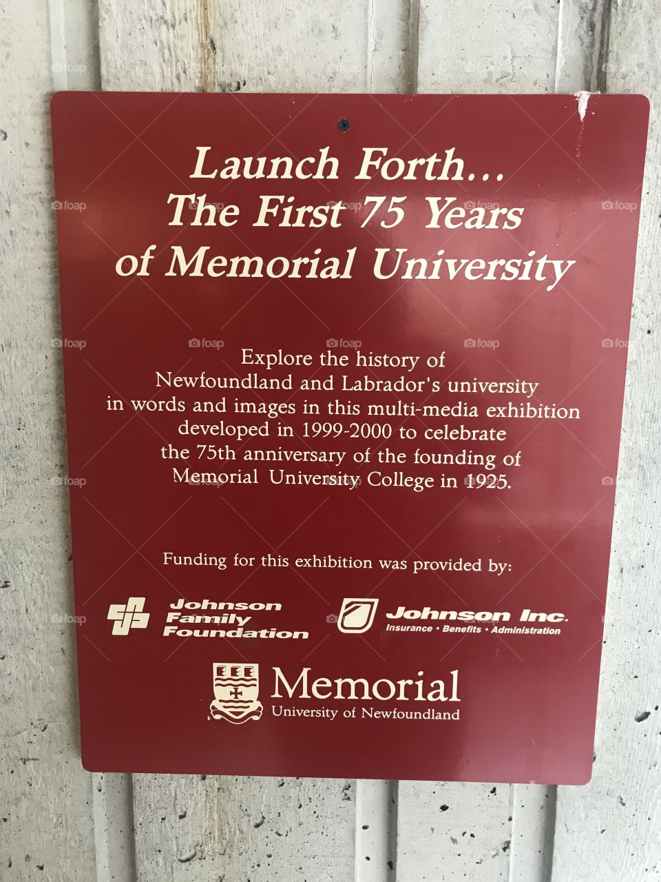 A plaque dedicating a historical display about the history of “the Newfoundland university”, which began as a college dedicated to those who died in world war 1, but was upgraded to a university in 1949. This was done in honour of WW2 war dead in NL