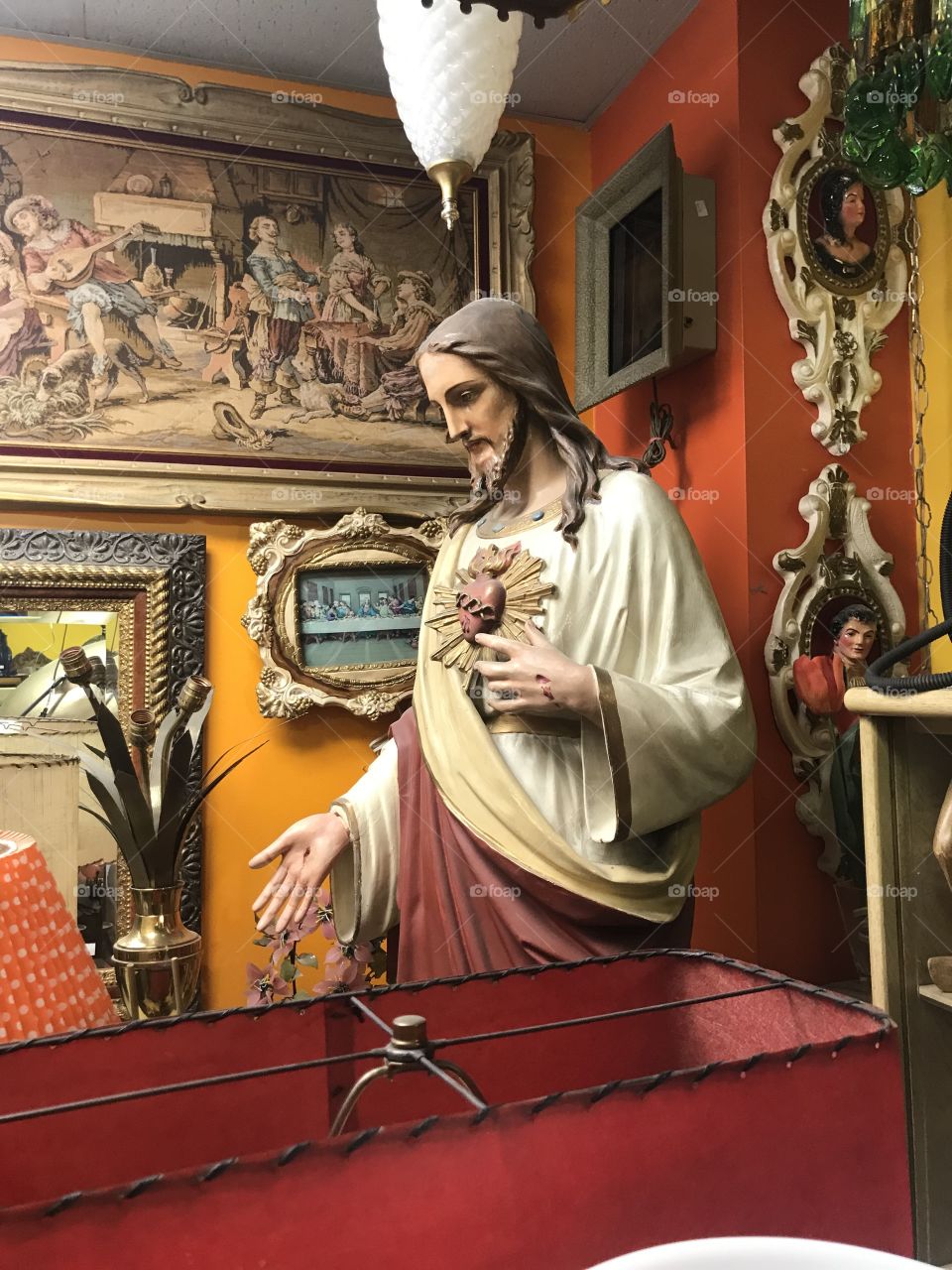 Jesus in an antic shop