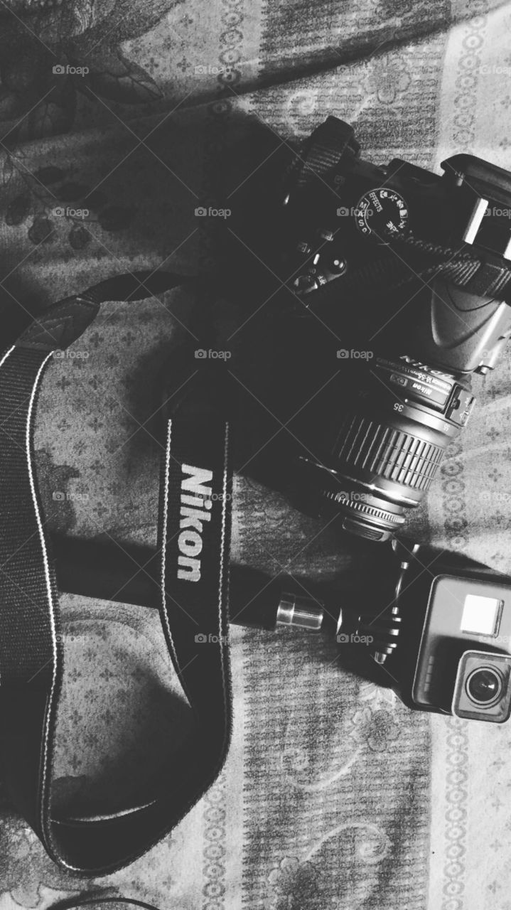 Nikon digital camera/GoPro hero 5 black /b&w