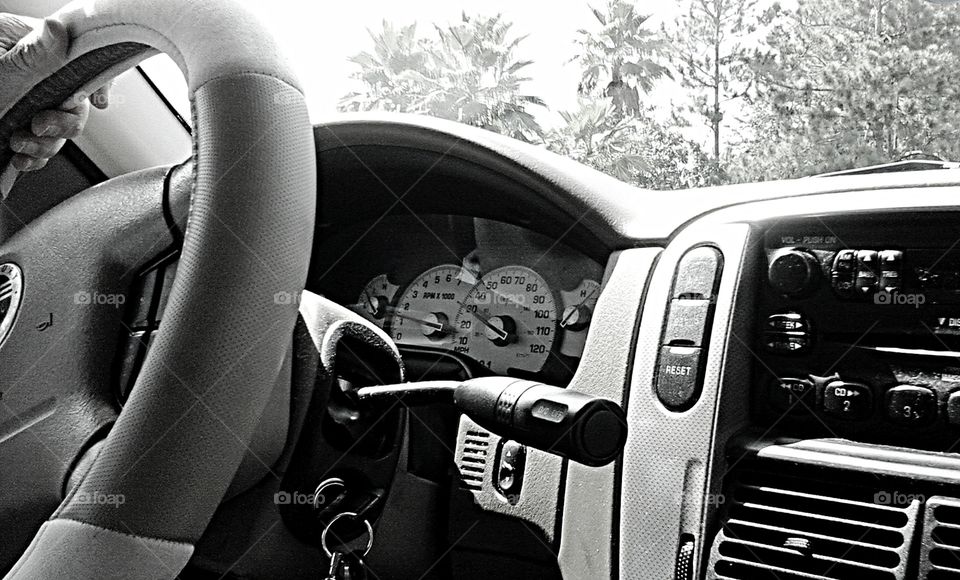 dashboard view in black & white