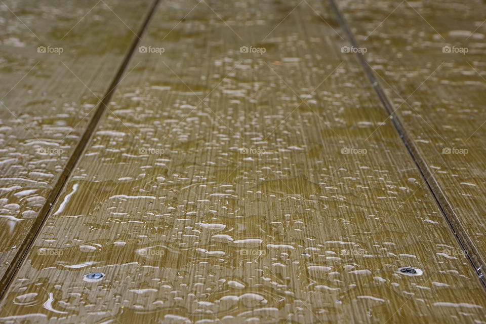 Raindrops on the plywood boards Brown