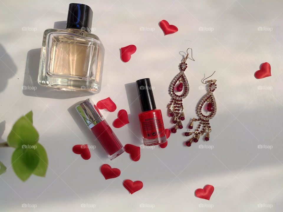 Red lipstick and nailpolish
