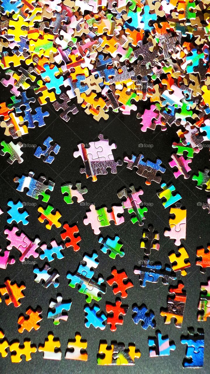 View of colorful puzzle pieces