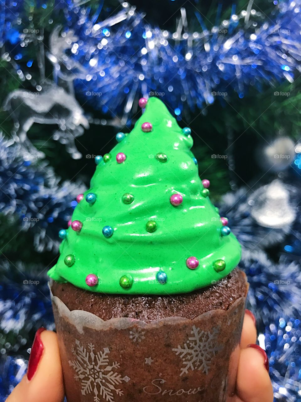 Christmas tree cupcake