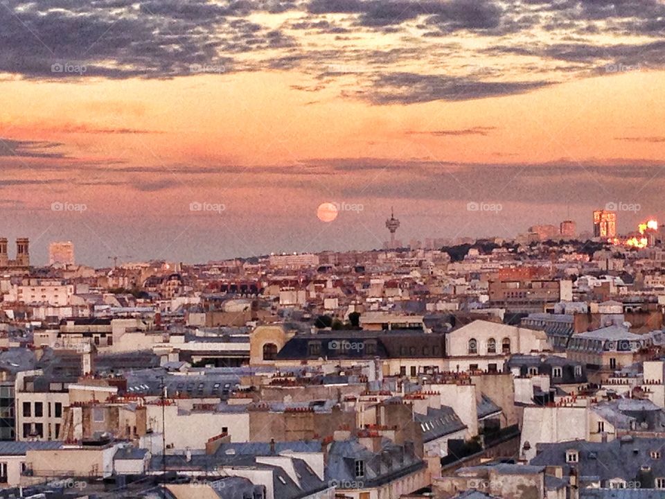 View of paris at sunset