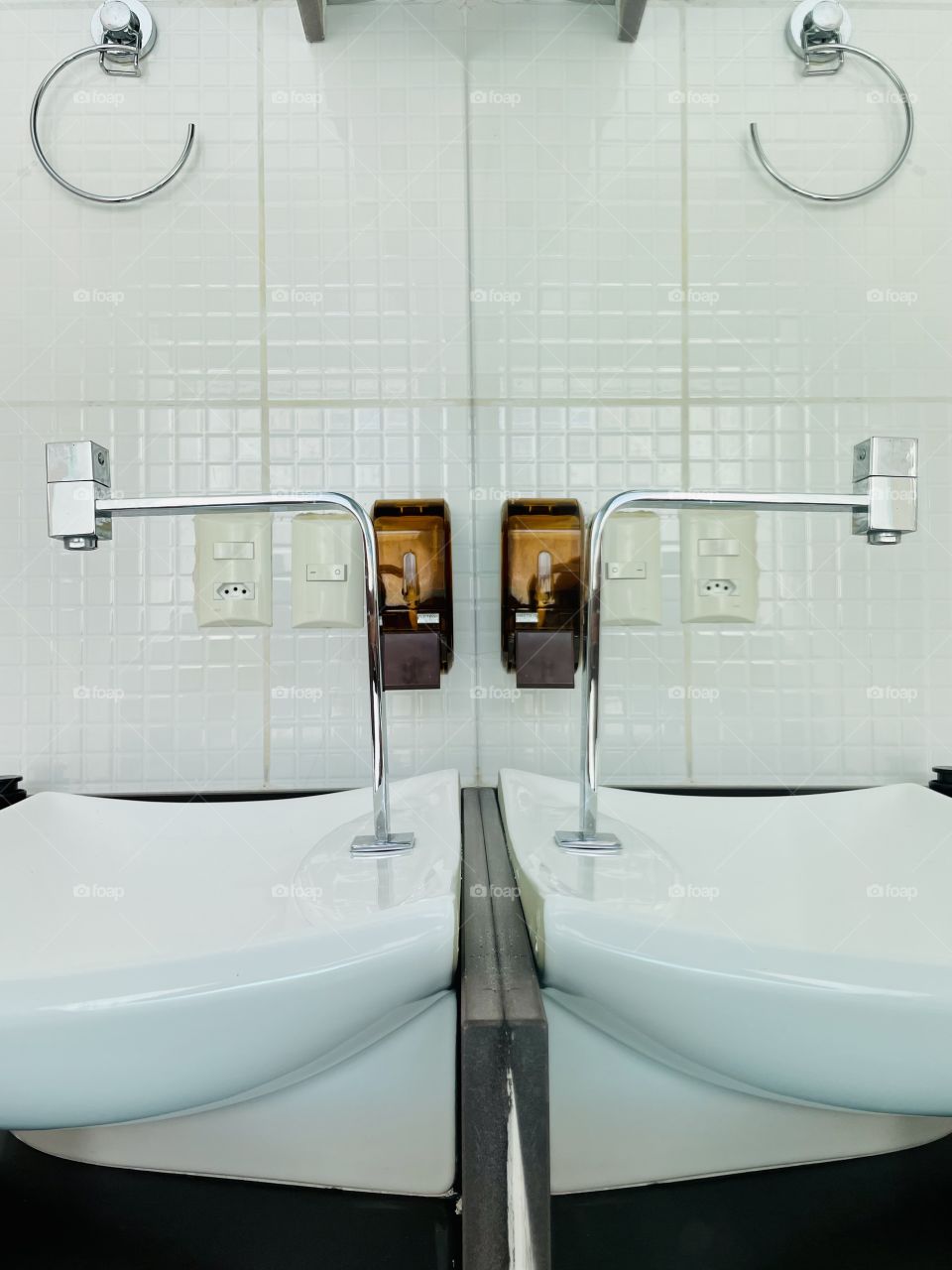 The reflection of the bathroom