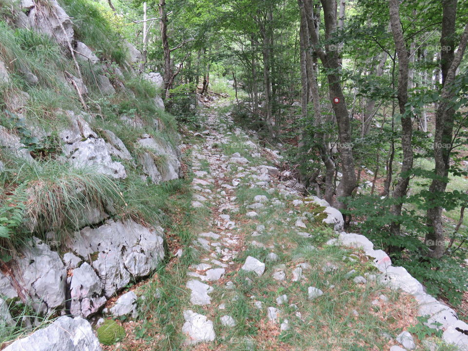 Mountain Orjen Montenegro old hiking stone trail built for Austrohungarian emperor