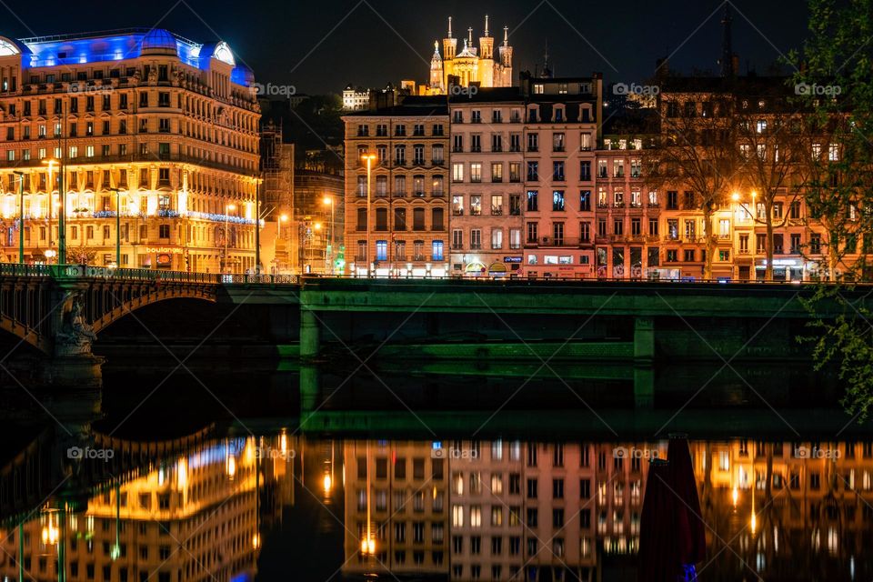 Lyon at night