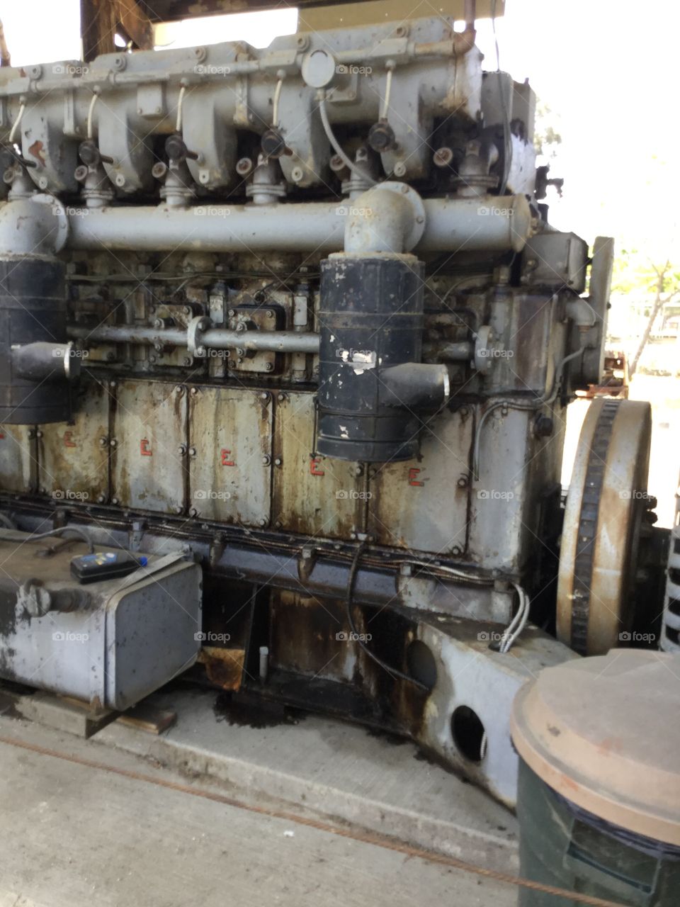 This engine was built in the early 1970 to power a massive generator in California it is no longer in use but is being restored it weighs over 33 tons and was powered by Diesel fuel