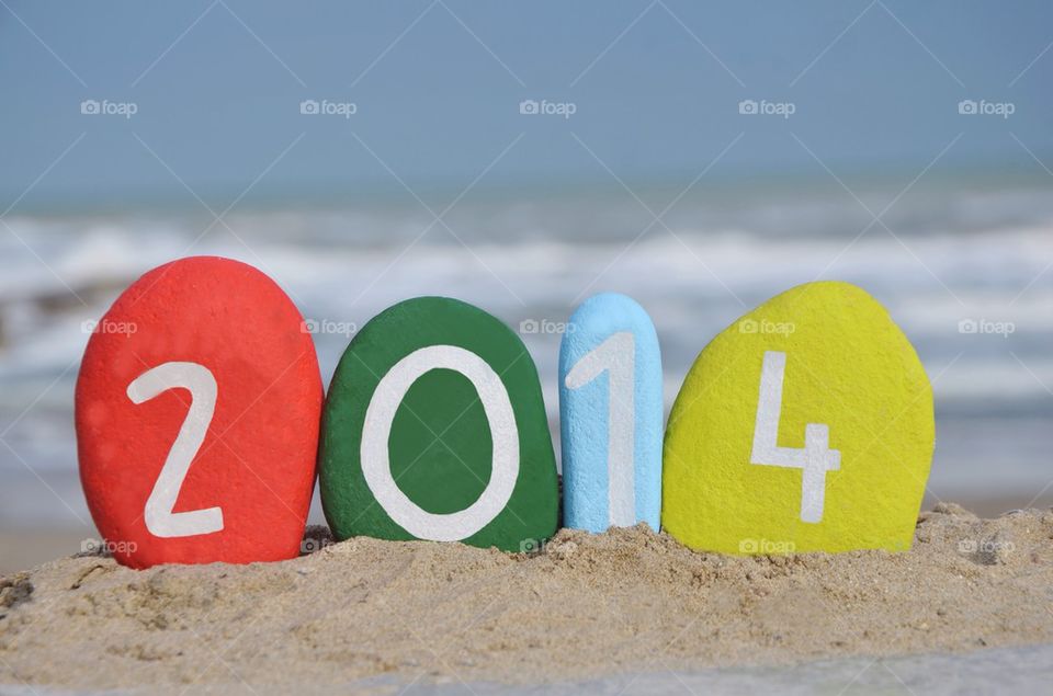 Painted stones on the beach