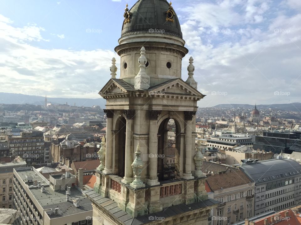 From above the Basilica. The photo was taken from the roof of the St. Stephen's Basilica in Budapest, Hungary.