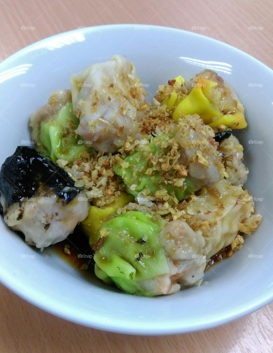 Shrimp and pork dumpling on plate