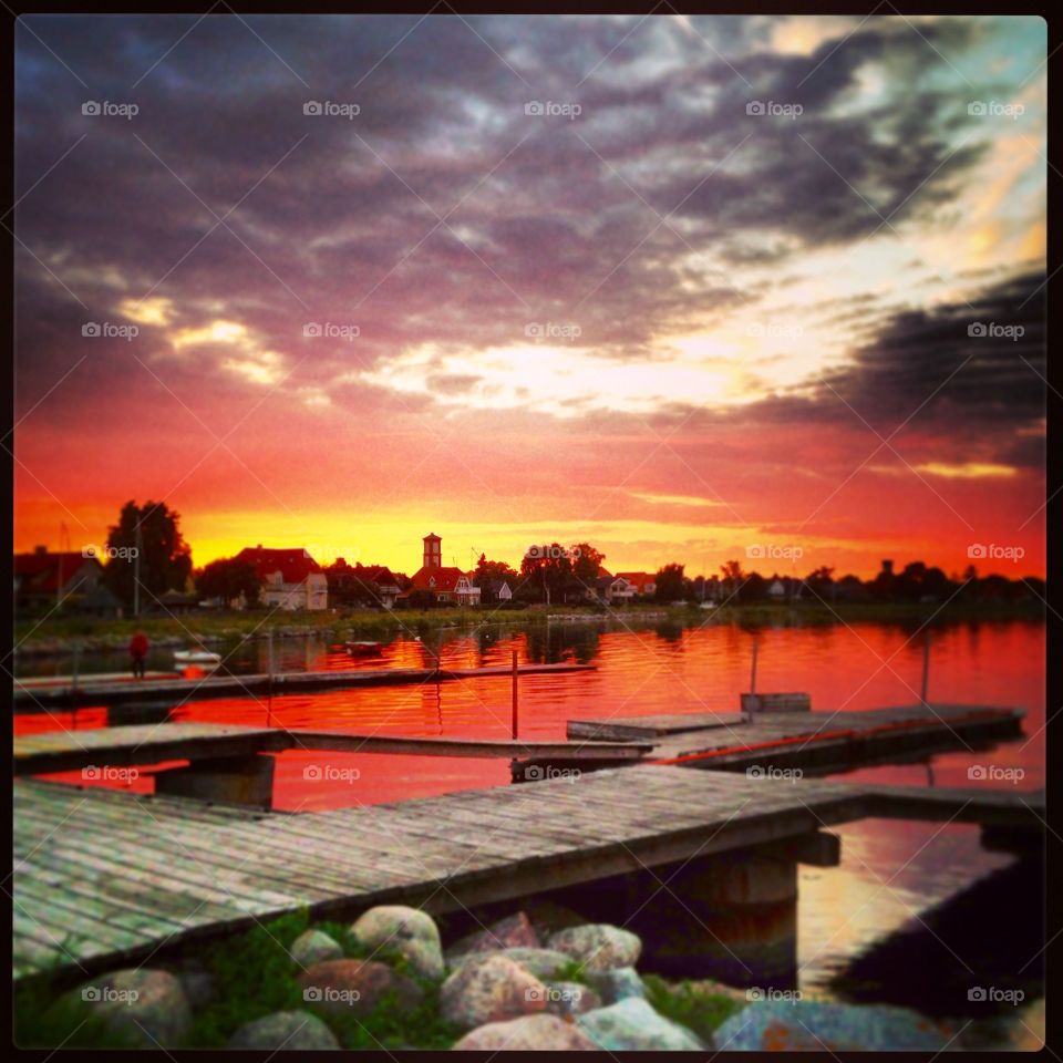 Solnedgang ved Dragør . Sunset In Denmark 