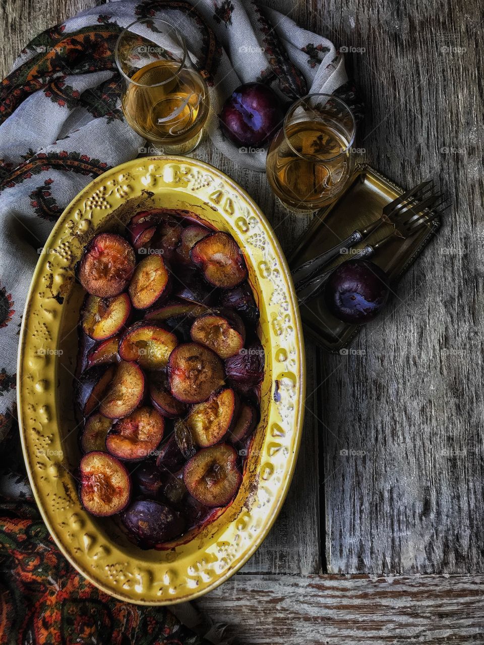 Baked plums