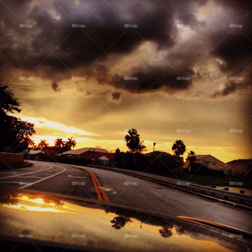 sunset clouds park reflection by natg805