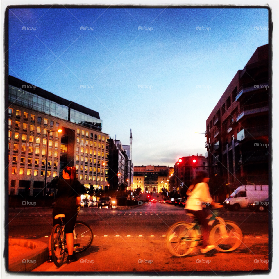 bicycle down town beirut traffic lights by chakali