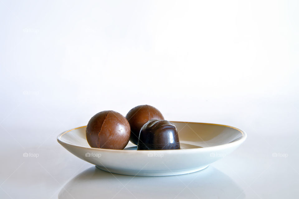 Chocolates on saucer