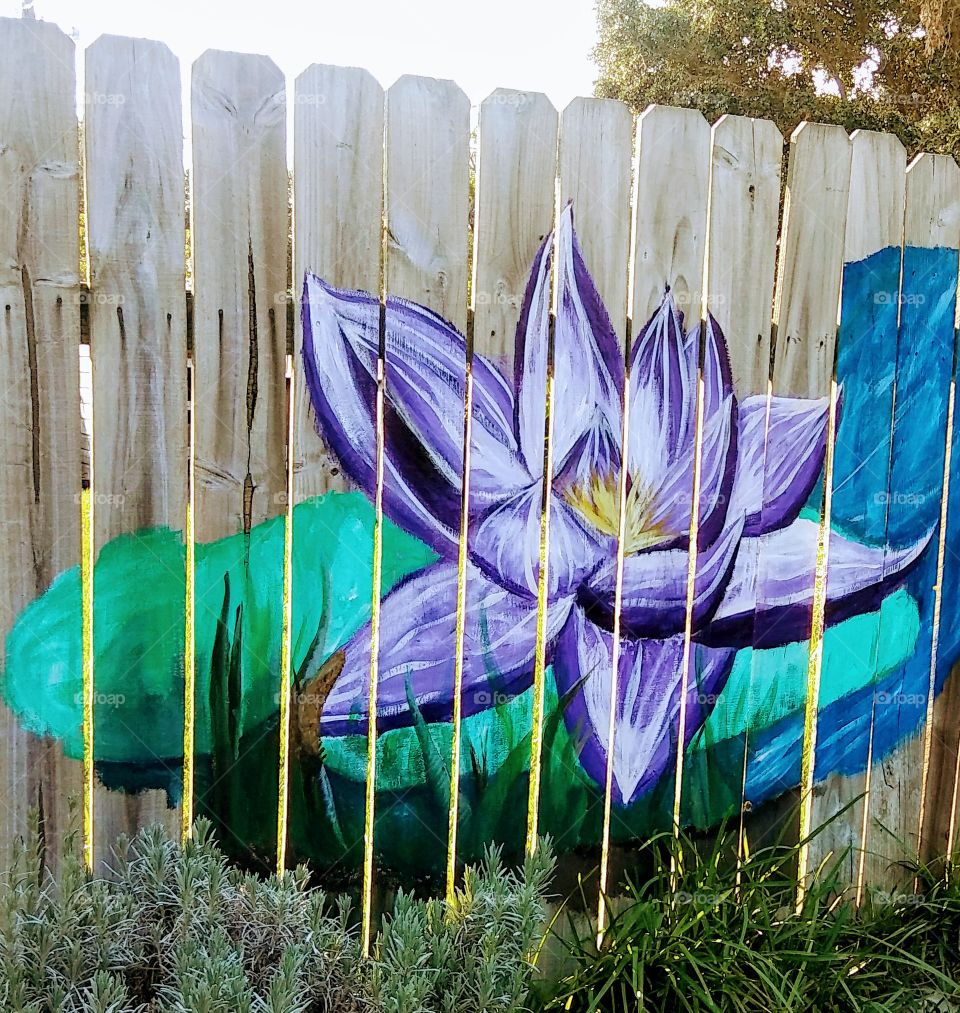 JJ garden art- this was the only piece of fence that survived hurricane Harvey