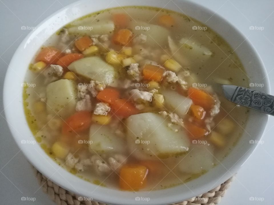 Minced chicken soup
