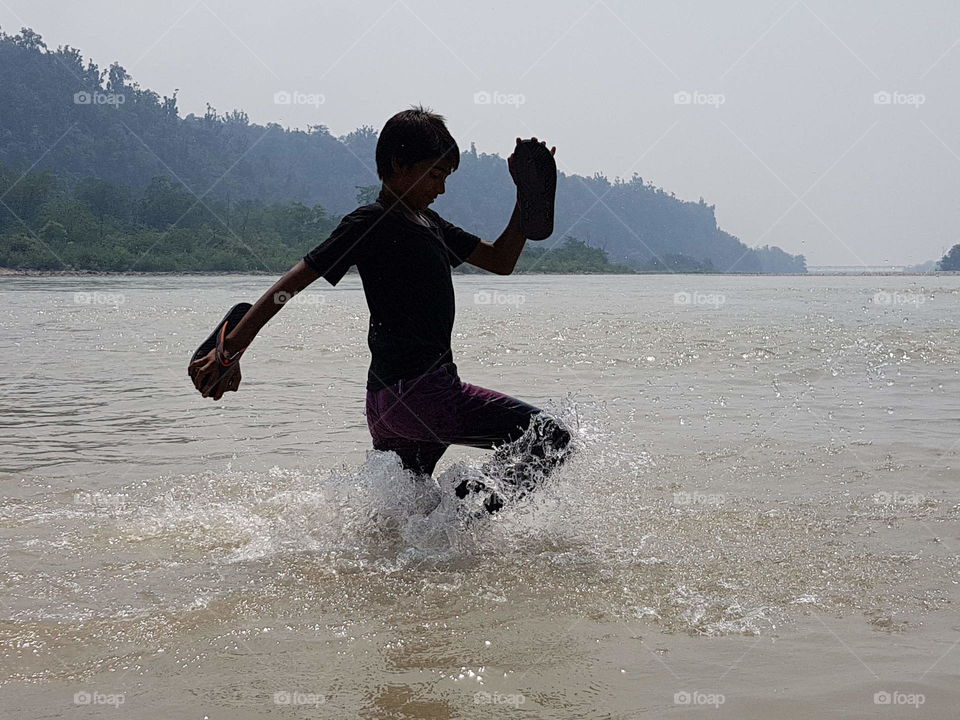 enjoying the holy ganga river ,rishikesh