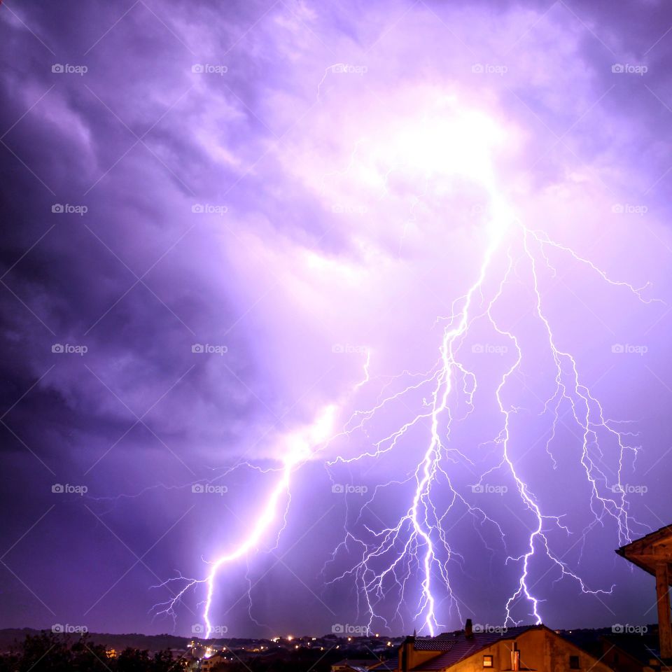 lightning in croatia, island krk, village malinska