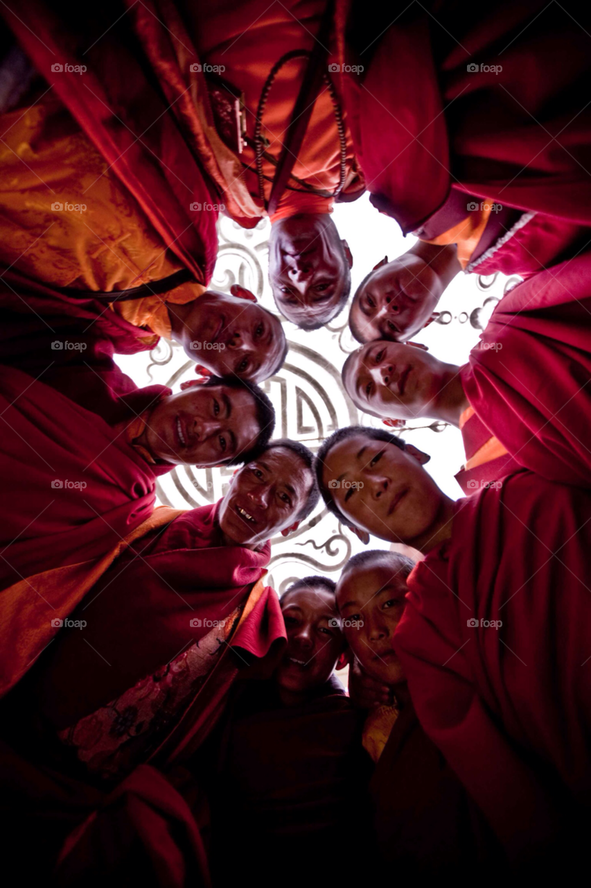 fun buddhism smiling looking down by paulcowell