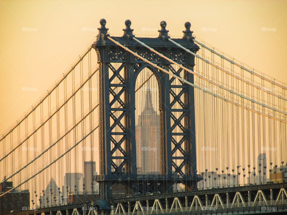 Golden Manhattan Bridge